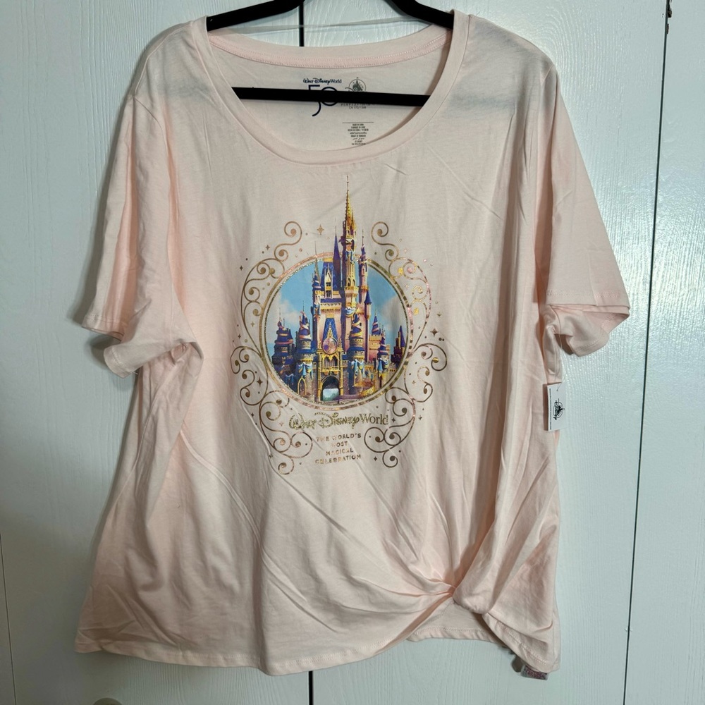 NWT. Disney 2X World 50th Anniversary Cinderella Castle Graphic T-Shirt.